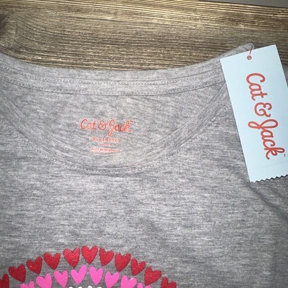 Girls' 'Heart Rainbow' Long Sleeve Graphic T-Shirt - Cat & Jack Heather Gray. U - Picture 4 of 4